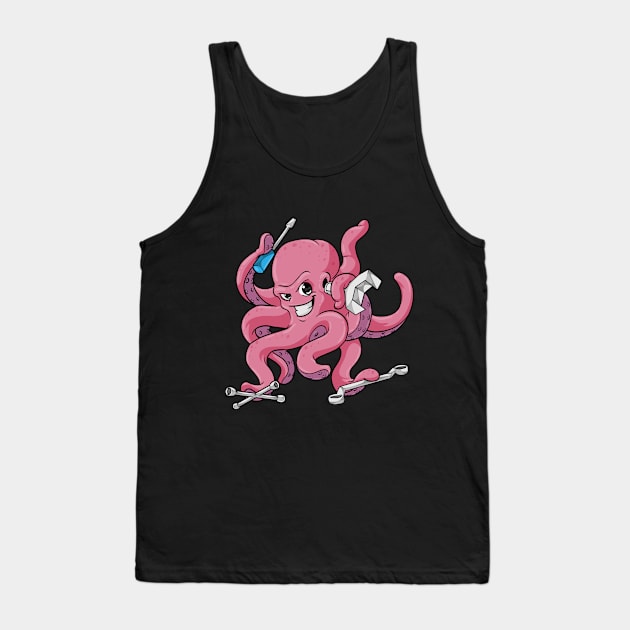 Funny mechanic octopus with tool Tank Top by Markus Schnabel